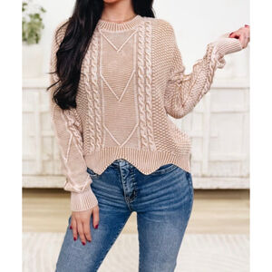 Women's Adora Crew Neck Sweater L Khaki